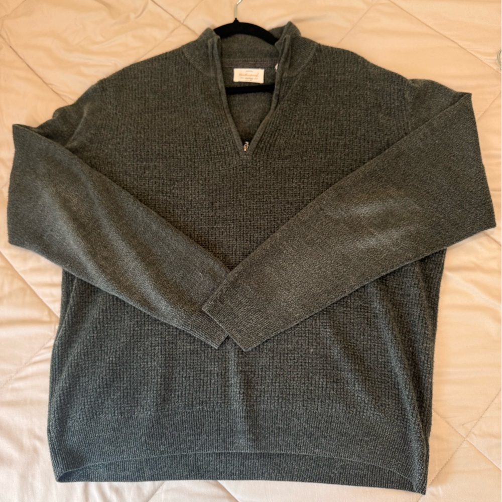 Men's Heather Green Quarter Zip Sweater